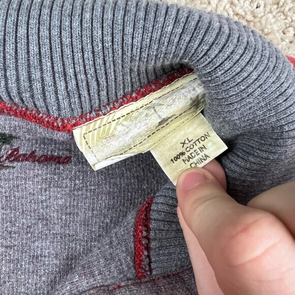 Tommy Bahama Sweater Adult XL Red Gray 1/4 Zip Pullover Mens Causal Cotton - Picture 3 of 7